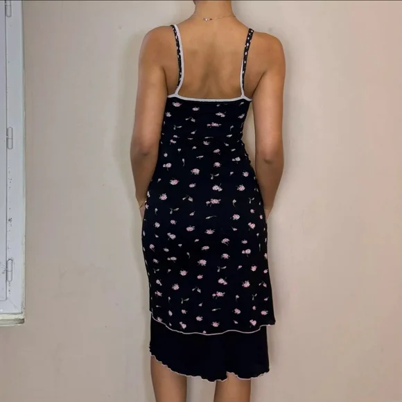 Vintage Italian Y2K Ditsy midi dress Coquette - Picture 2 of 8